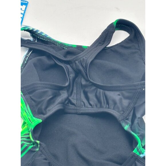 The Finals Girl’s Pipeline Super V-Back Swimsuit, Green/Black, Sz. 20 - Picture 9 of 10